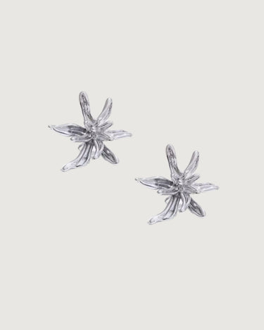 Flower Burst Earrings – Platinum Silver